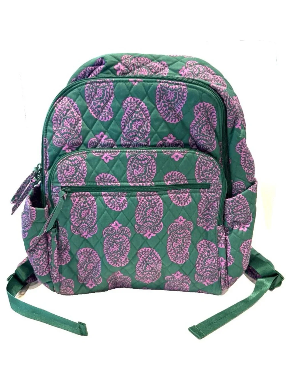 Vera Bradley Premium Cotton Bancroft Backpack Iconic Paisley Green Jacket NWOT